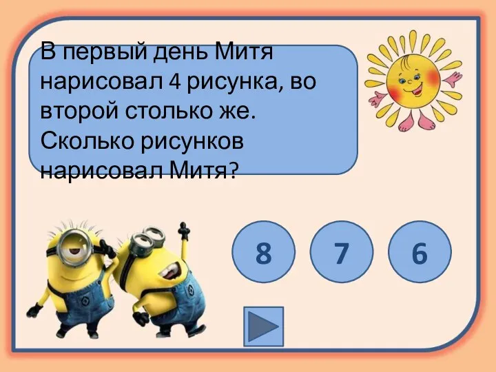 В первый день Митя нарисовал 4 рисунка, во второй столько же.