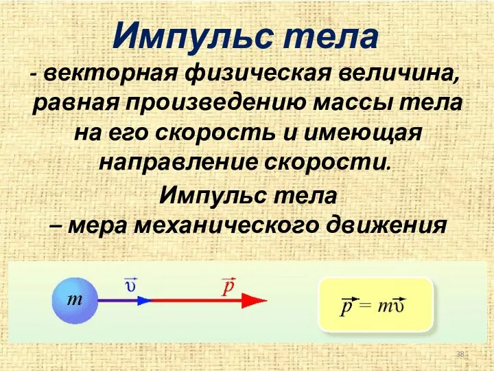 Импульс тела - векторная физическая величина, равная произведению массы тела на