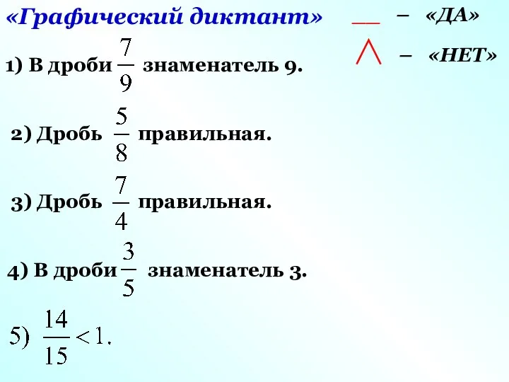 «Графический диктант» __ – «ДА» – «НЕТ»