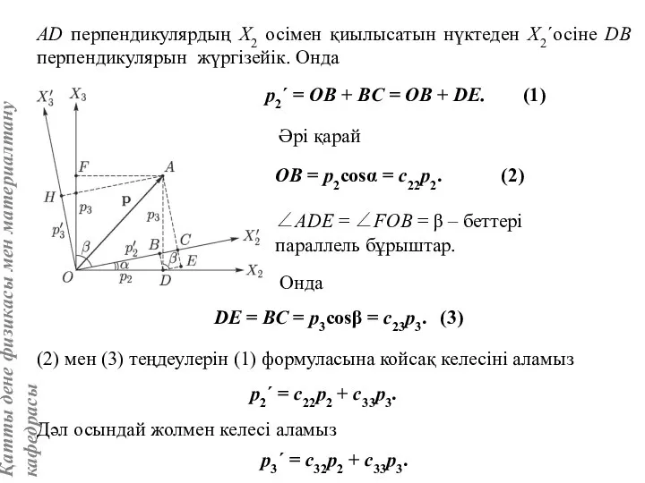 AD перпендикулярдың Х2 осімен қиылысатын нүктеден Х2´осіне DB перпендикулярын жүргізейік. Онда