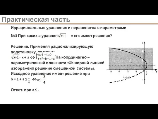 Практическая часть №3 При каких а уравнение = x+a имеет решение?