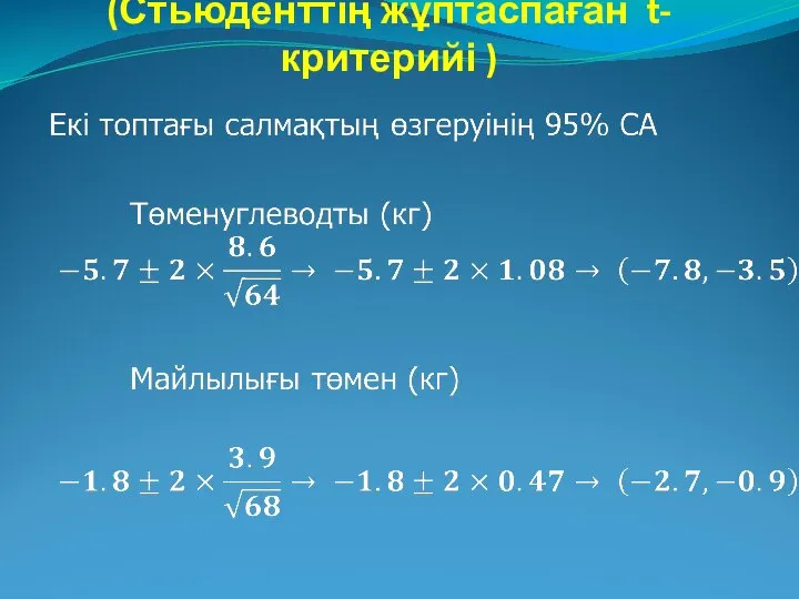 Екі таңдама үшін t-тест (Стьюденттің жұптаспаған t- критерийі )