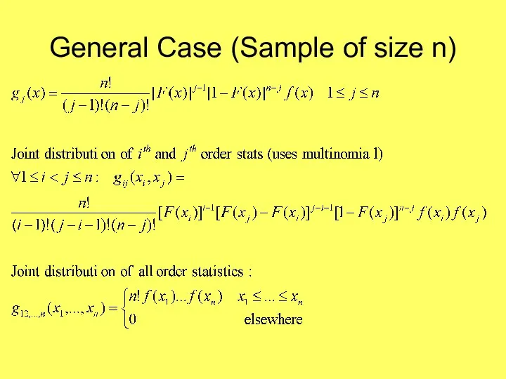 General Case (Sample of size n)