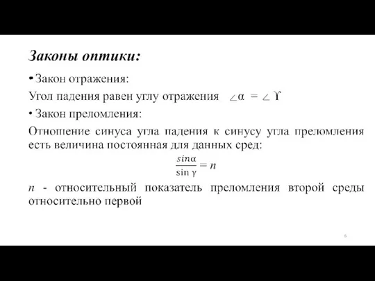 Законы оптики: