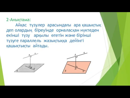 2-Анықтама: Айқас түзулер арасындағы ара қашықтық деп олардың біреуінде орналасқан нүктеден