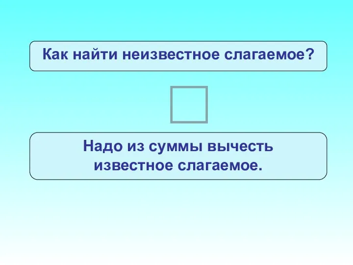 Как найти неизвестное слагаемое? c + х = b Надо из