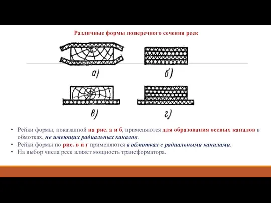 Различные формы поперечного сечения реек Рейки формы, показанной на рис. а