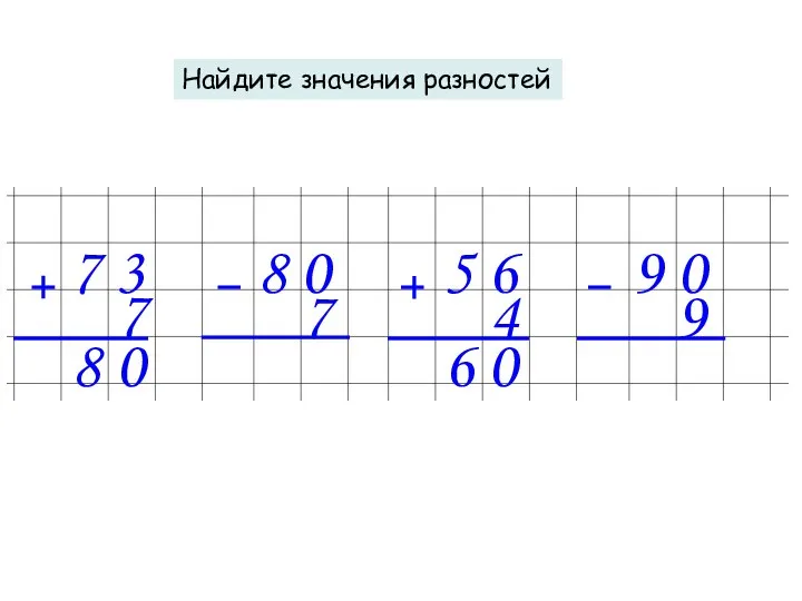 Найдите значения разностей 7 3 8 0 5 6 7 7