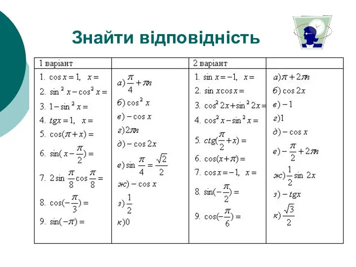 Знайти відповідність