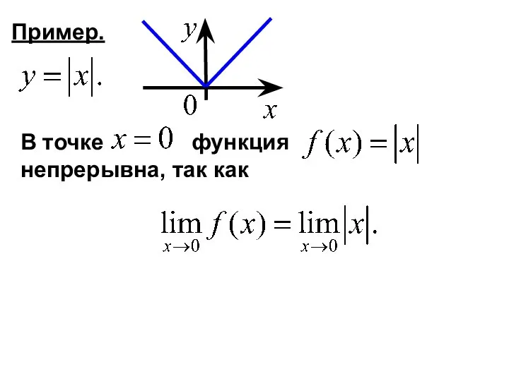 Пример. В точке функция непрерывна, так как