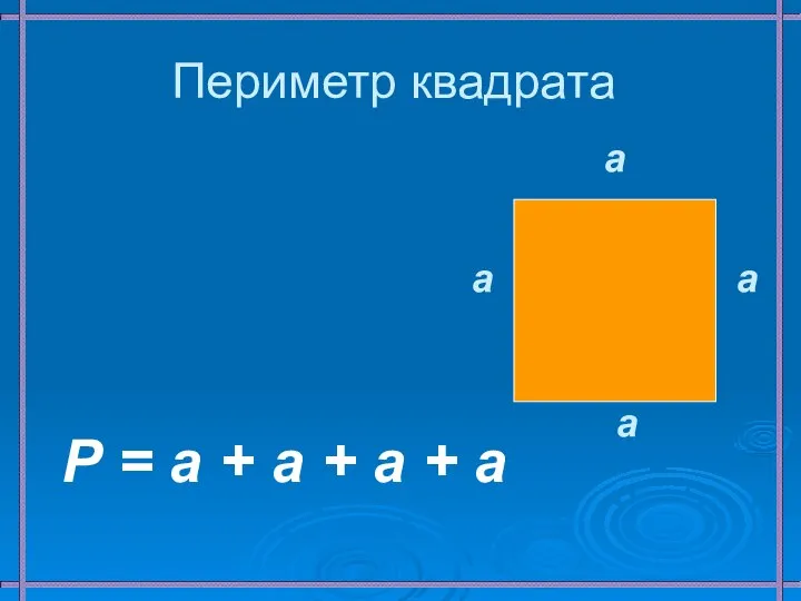 а Периметр квадрата Р = а + а + а + а а а а