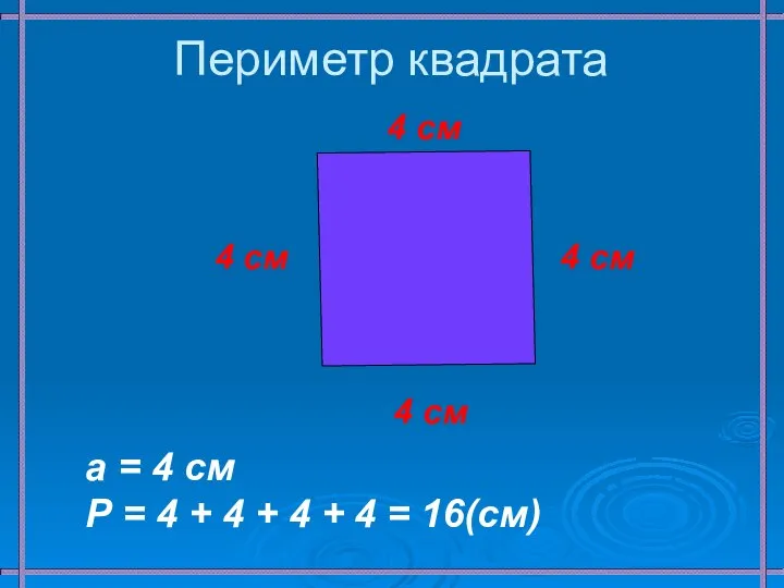 Периметр квадрата 4 см 4 см 4 см 4 см а