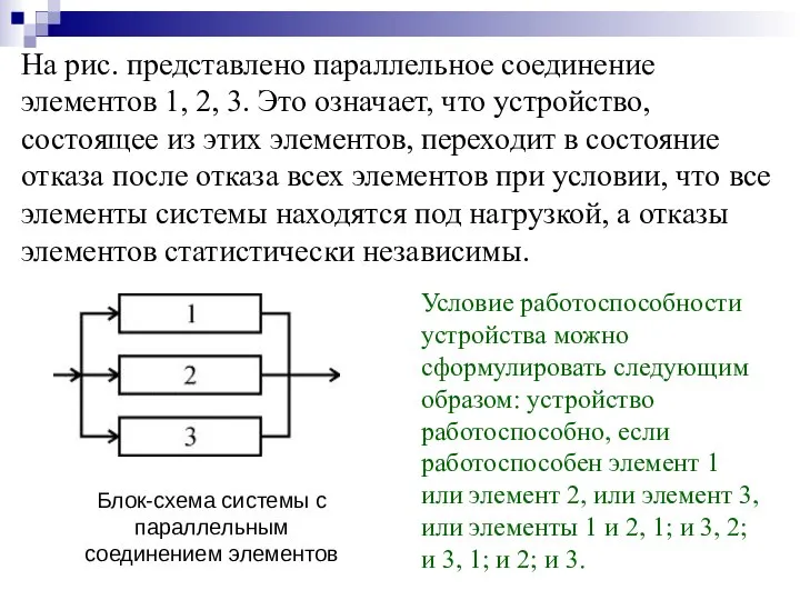 На рис. представлено параллельное соединение элементов 1, 2, 3. Это означает,