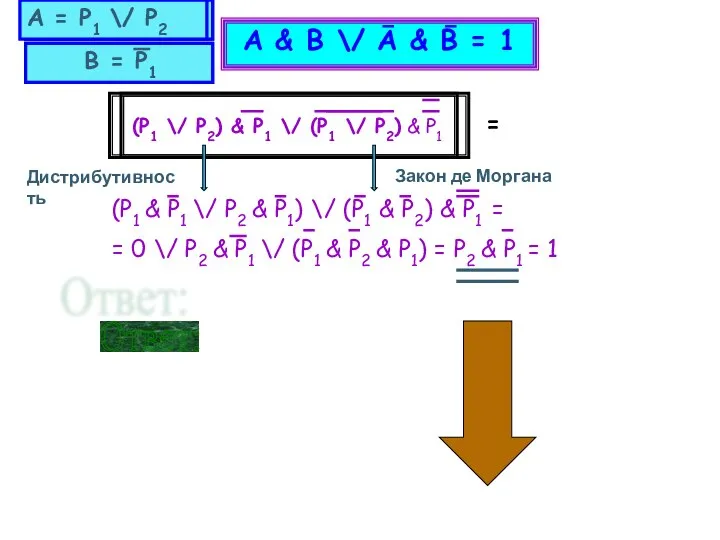 А & B \/ A & B = 1 (P1 \/