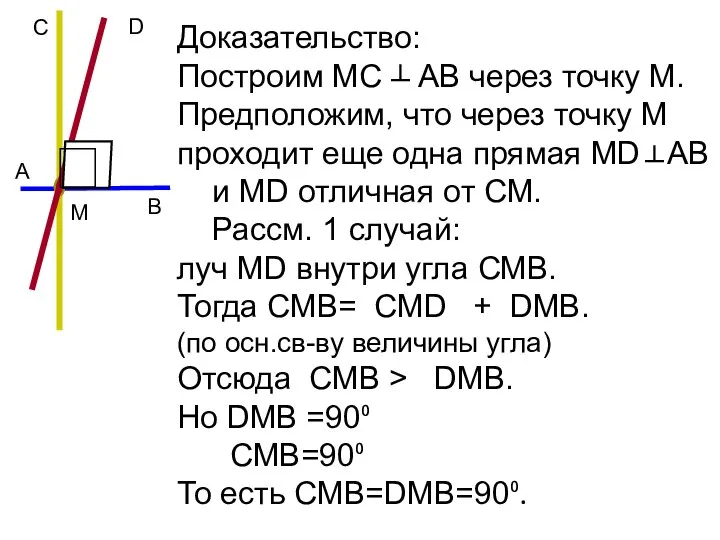 А B С М Доказательство: Построим МС АВ через точку М.