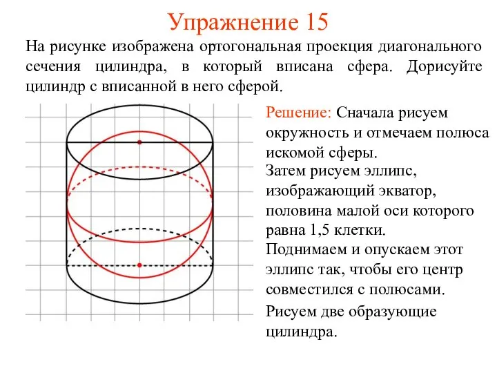 Упражнение 15 На рисунке изображена ортогональная проекция диагонального сечения цилиндра, в