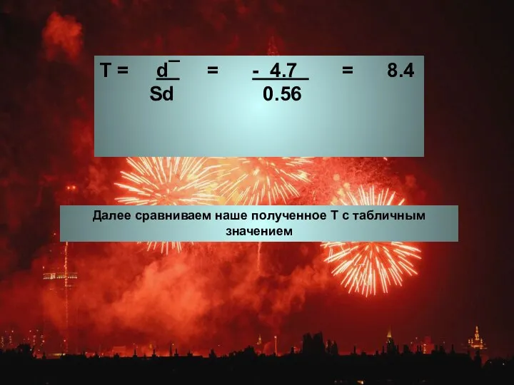 T = d¯ = - 4.7 = 8.4 Sd 0.56 Далее