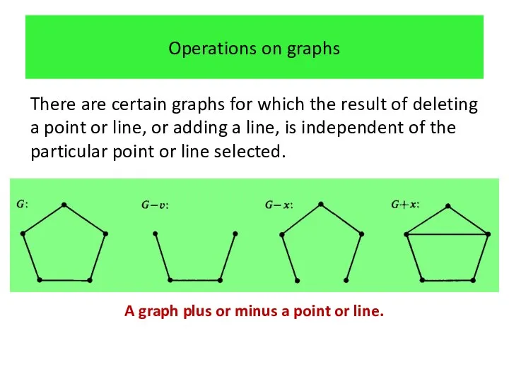 Operations on graphs There are certain graphs for which the result