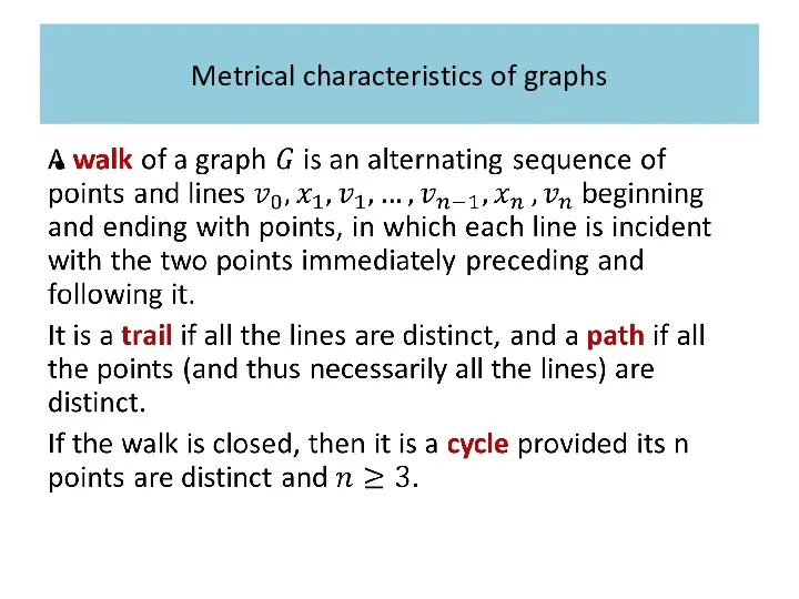 Metrical characteristics of graphs