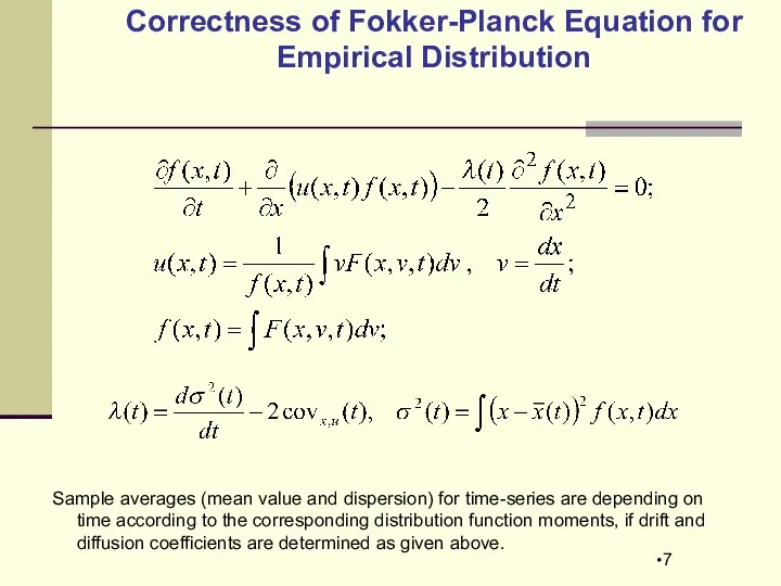 Correctness of Fokker-Planck Equation for Empirical Distribution Sample averages (mean value