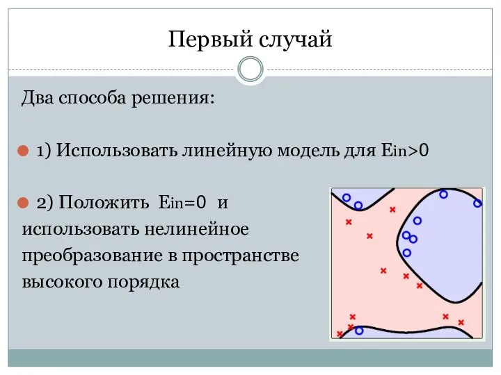 Первый случай Два способа решения: 1) Использовать линейную модель для Ein>0