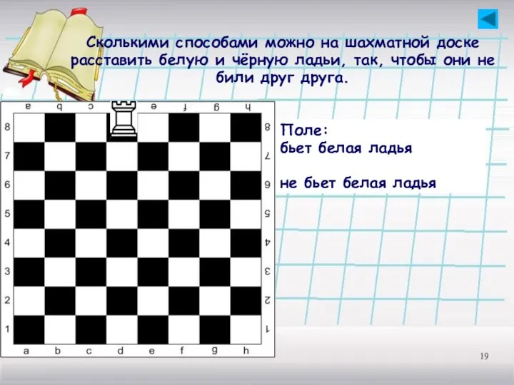 Сколькими способами можно на шахматной доске расставить белую и чёрную ладьи,