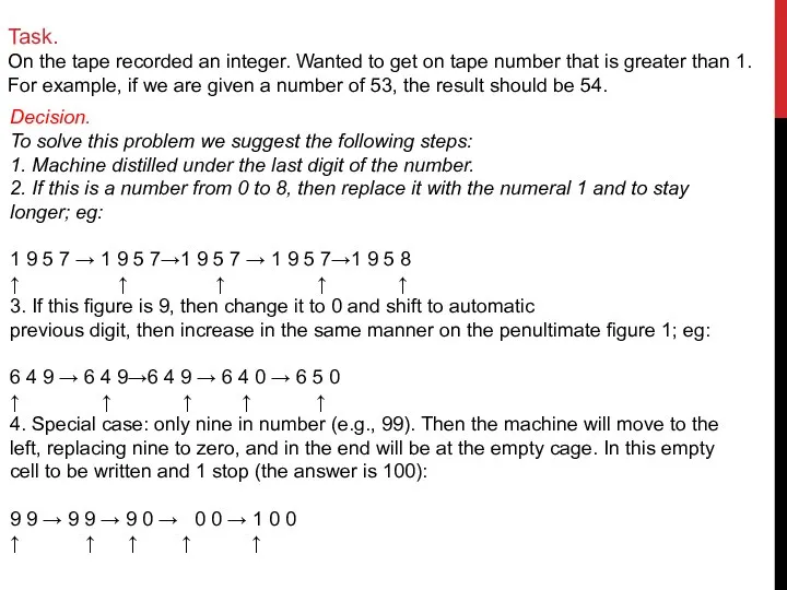 Task. On the tape recorded an integer. Wanted to get on