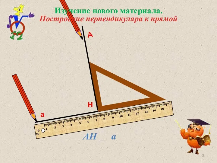 а Н А Изучение нового материала. Построение перпендикуляра к прямой