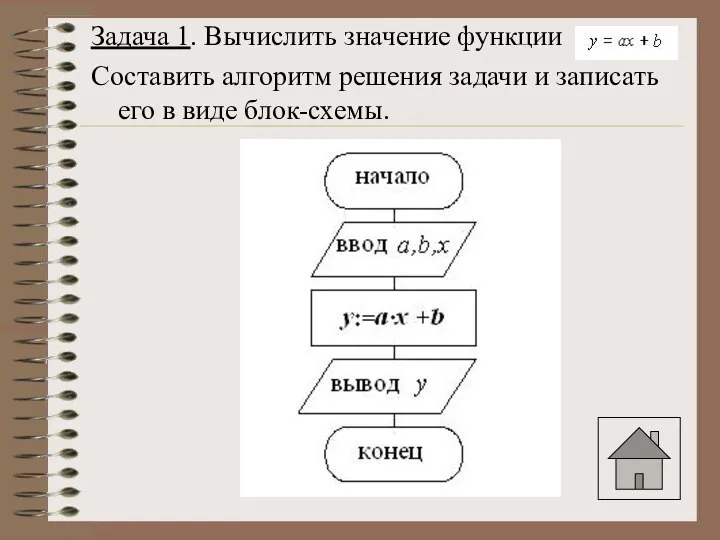 Задача 1. Вычислить значение функции Составить алгоритм решения задачи и записать его в виде блок-схемы.