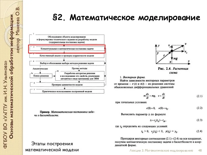 §2. Математическое моделирование ФГБОУ ВО «УлГПУ им. И.Н. Ульянова» Основы математической