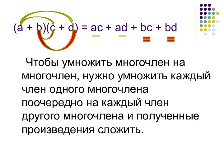 (а + b)(с + d) = ас + аd + bс