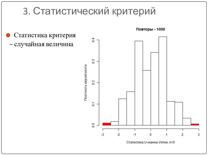 3. Статистический критерий Статистика критерия – случайная величина