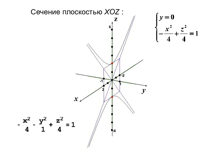 1 2 -1 -6 6 -2 Сечение плоскостью XOZ :