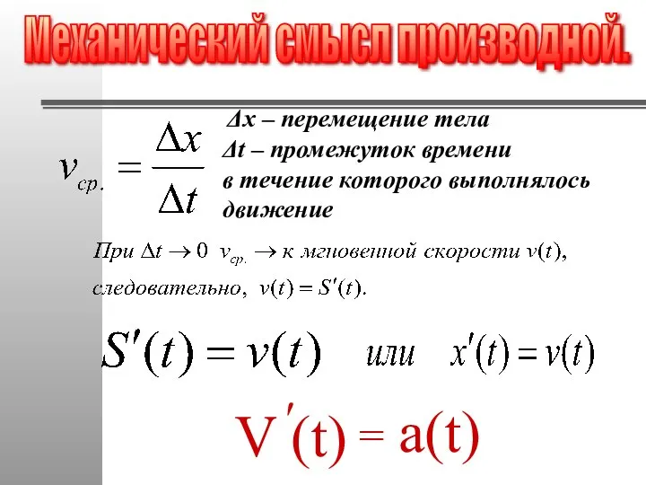 . Δх – перемещение тела Δt – промежуток времени в течение