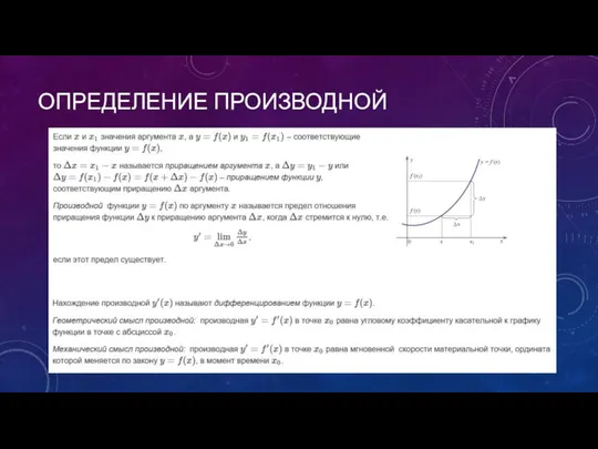 ОПРЕДЕЛЕНИЕ ПРОИЗВОДНОЙ