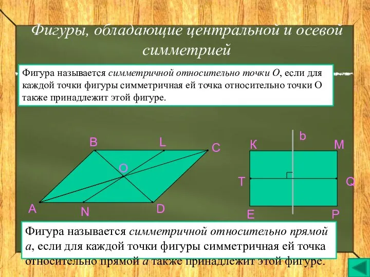 Фигуры, обладающие центральной и осевой симметрией О В А L N