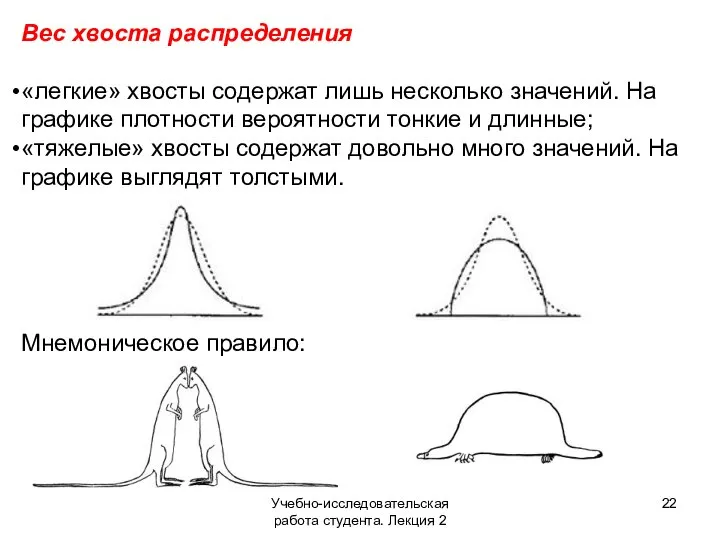 Учебно-исследовательская работа студента. Лекция 2 Вес хвоста распределения «легкие» хвосты содержат