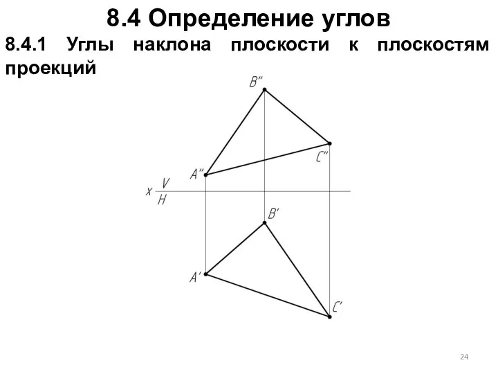 8.4 Определение углов 8.4.1 Углы наклона плоскости к плоскостям проекций