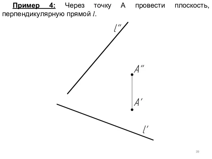 Пример 4: Через точку А провести плоскость, перпендикулярную прямой l.