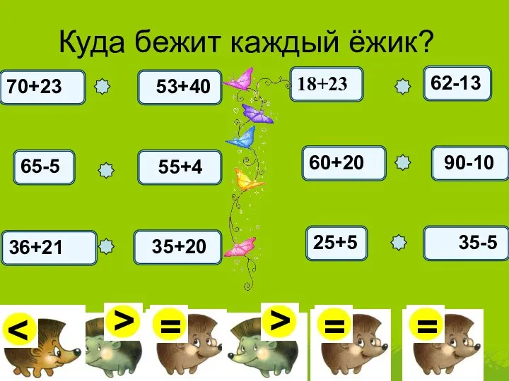 53+40 Куда бежит каждый ёжик? 65-5 55+4 36+21 70+23 35+20 62-13 60+20 90-10 25+5 18+23 35-5