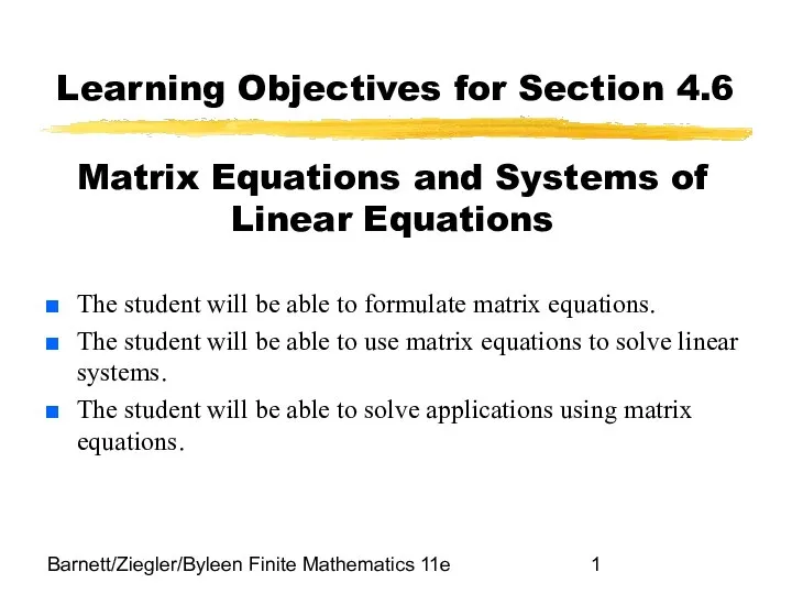 Matrix Equations and Systems of Linear Equations