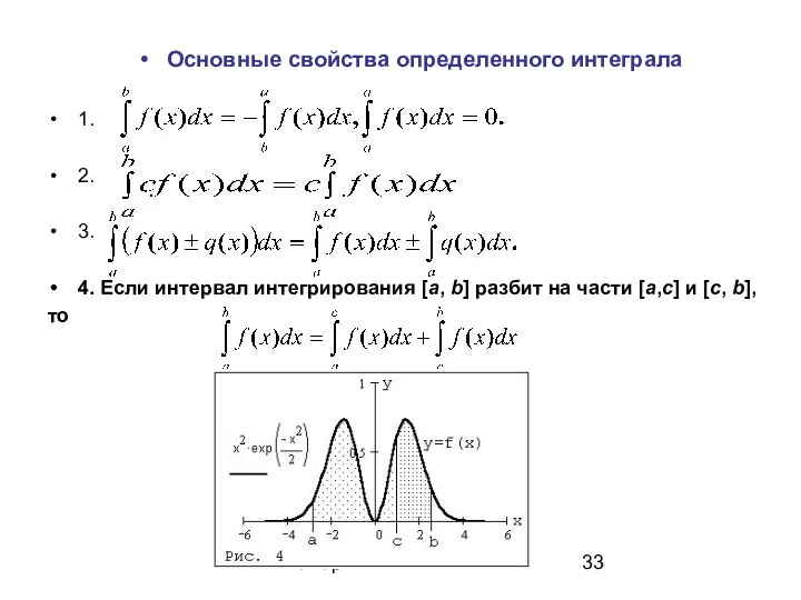 Майер И.И. Основные свойства определенного интеграла 1. 2. 3. 4. Если