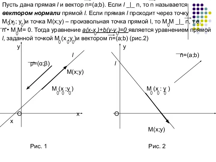 Пусть дана прямая l и вектор n=(a;b). Если l _|_ n,