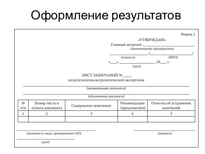 Оформление результатов