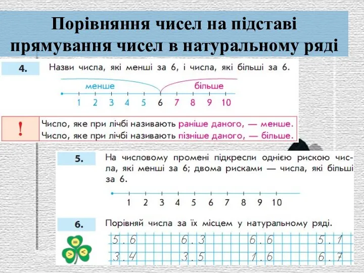 Порівняння чисел на підставі прямування чисел в натуральному ряді