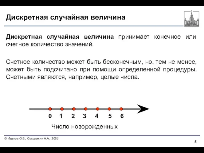 Дискретная случайная величина Дискретная случайная величина принимает конечное или счетное количество