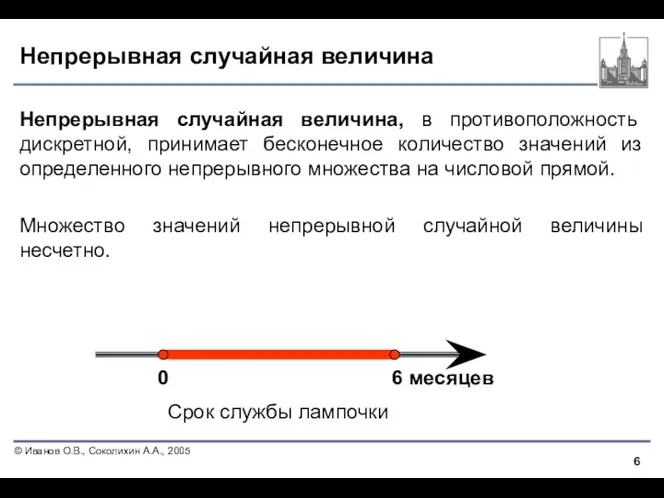 Непрерывная случайная величина Непрерывная случайная величина, в противоположность дискретной, принимает бесконечное