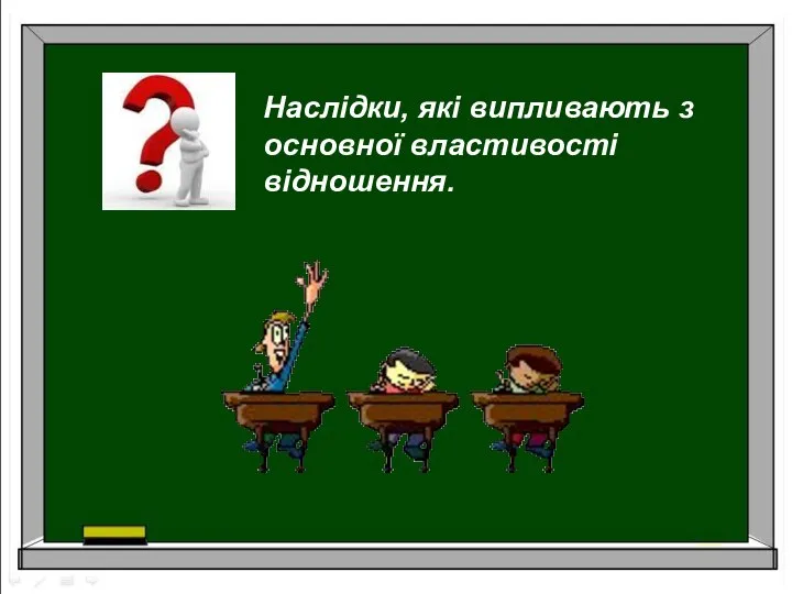 Наслідки, які випливають з основної властивості відношення.