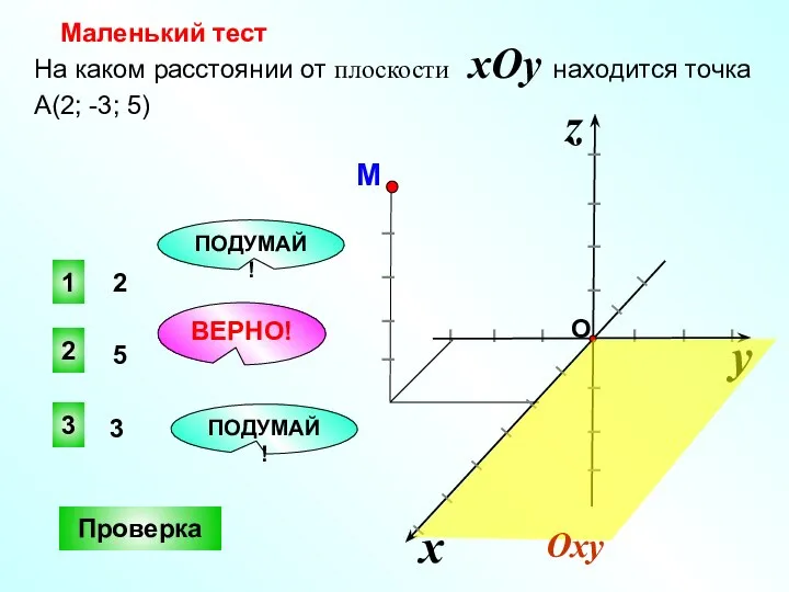 Маленький тест 5 3 2 ВЕРНО! 1 3 ПОДУМАЙ! ПОДУМАЙ! Проверка