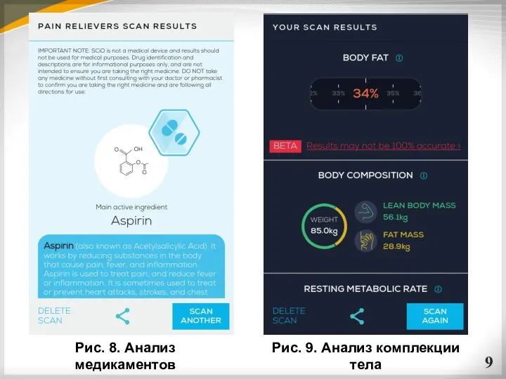 Рис. 8. Анализ медикаментов Рис. 9. Анализ комплекции тела